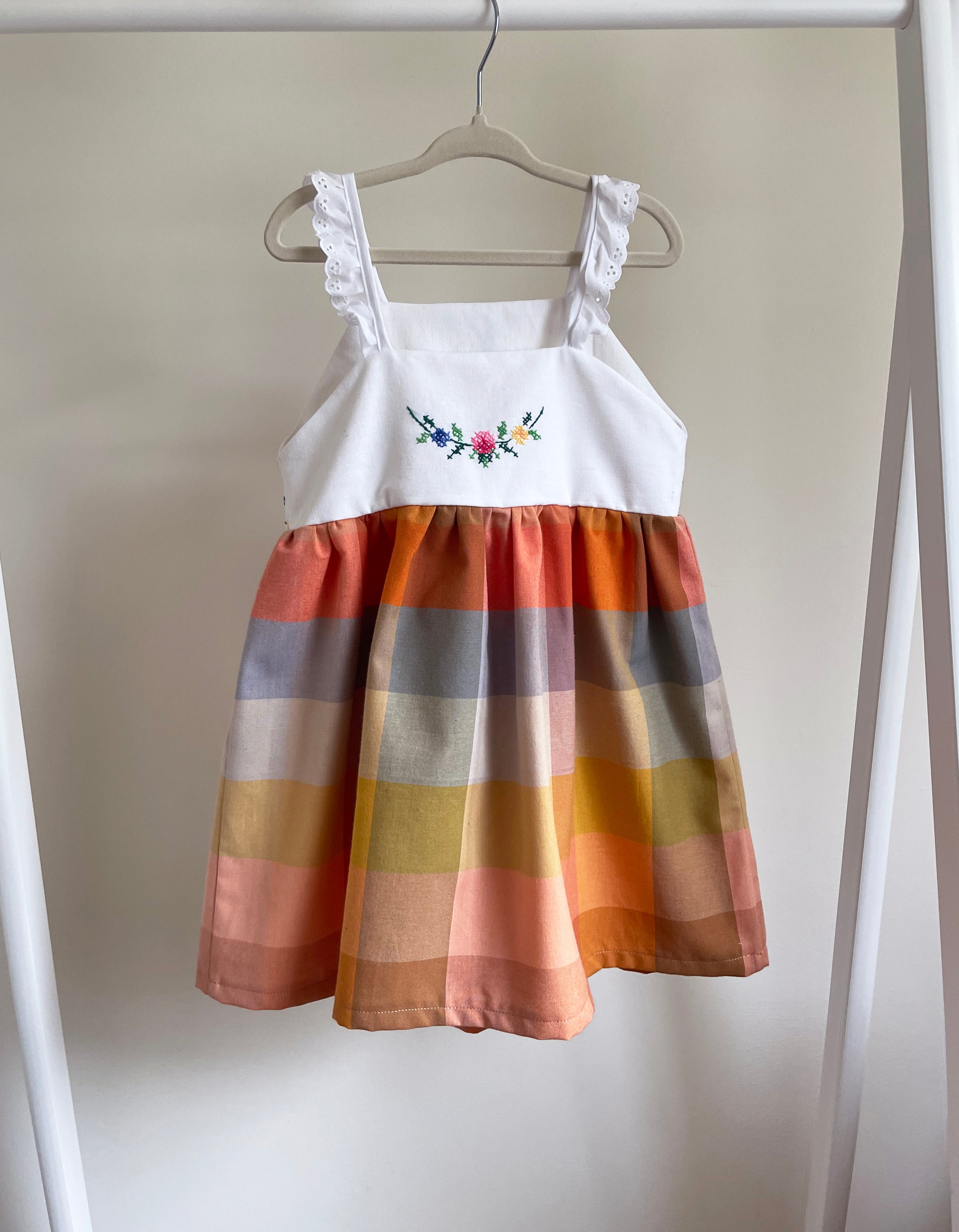 The Meadow Dress - Rainbow Cross-stitch 3-4 years