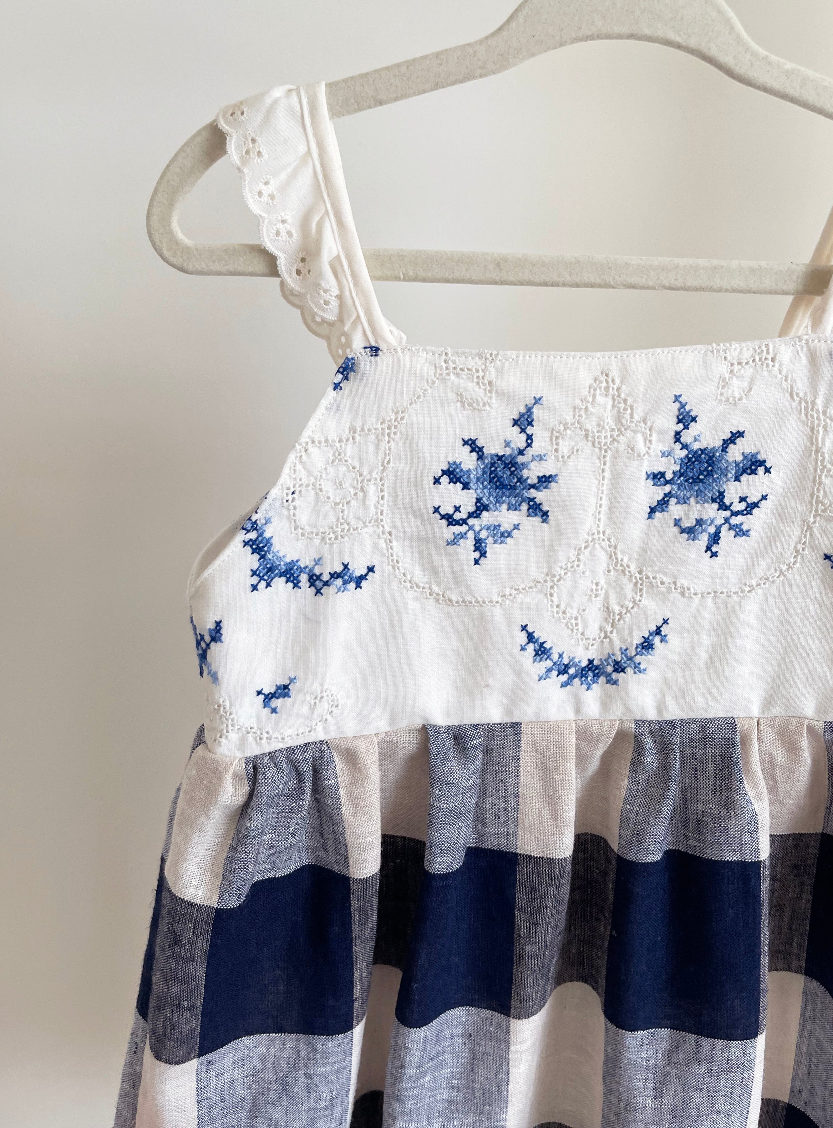 The Marzipan Dress - Blue Cross-stitch 2-3 yrs