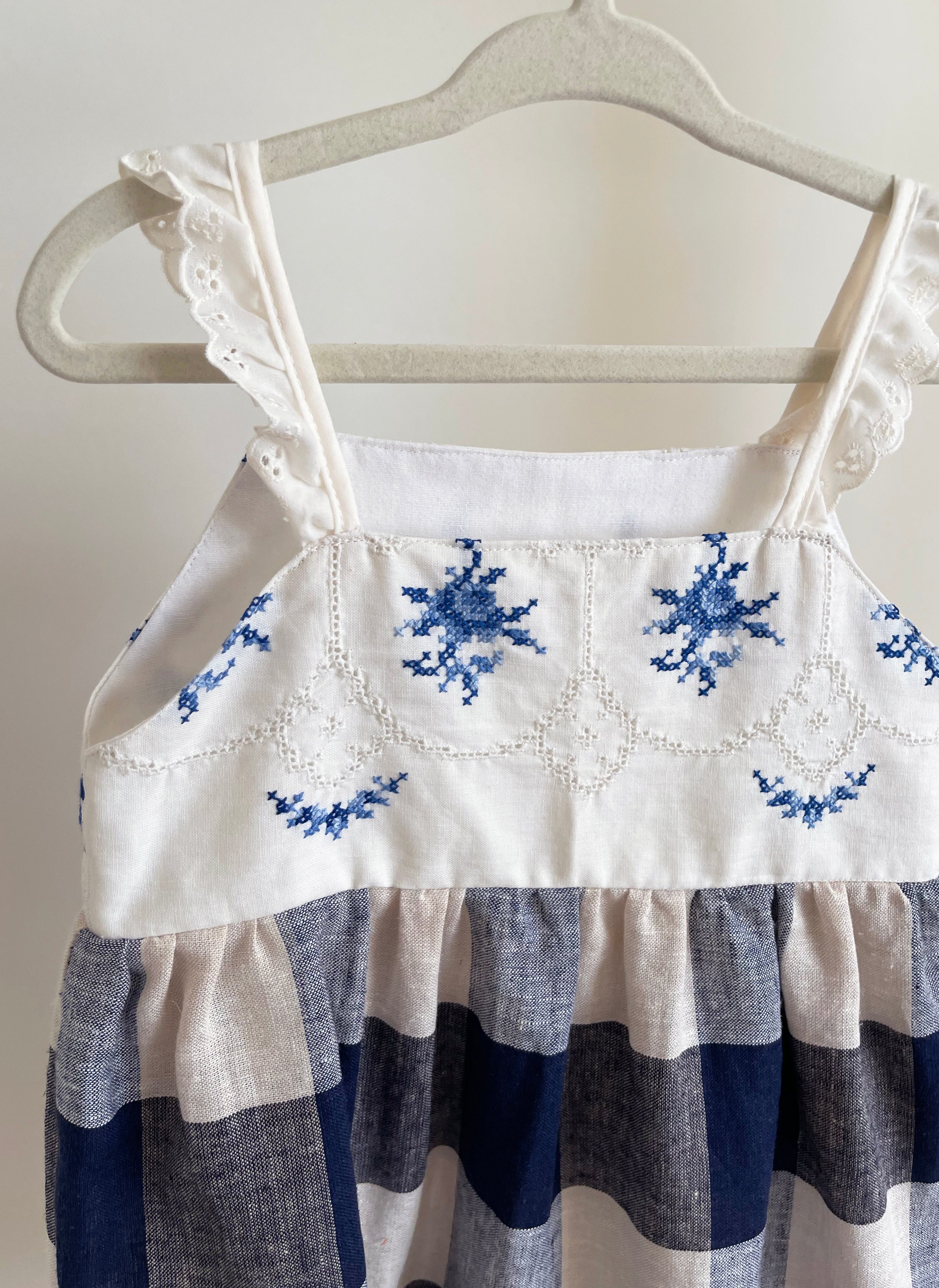 The Marzipan Dress - Blue Cross-stitch 2-3 yrs