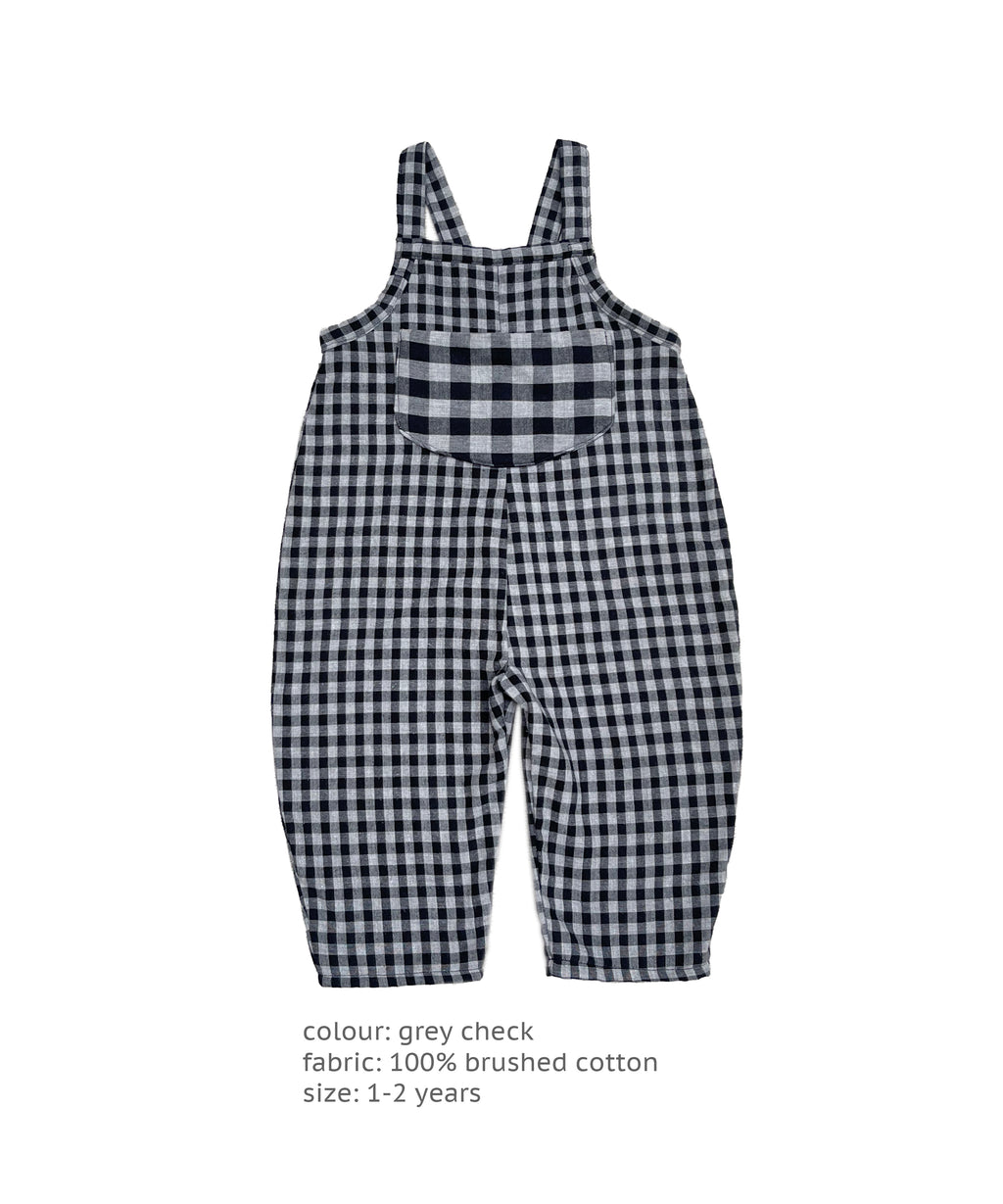 The Rockpool Dungarees - Grey Check 1-2 yrs