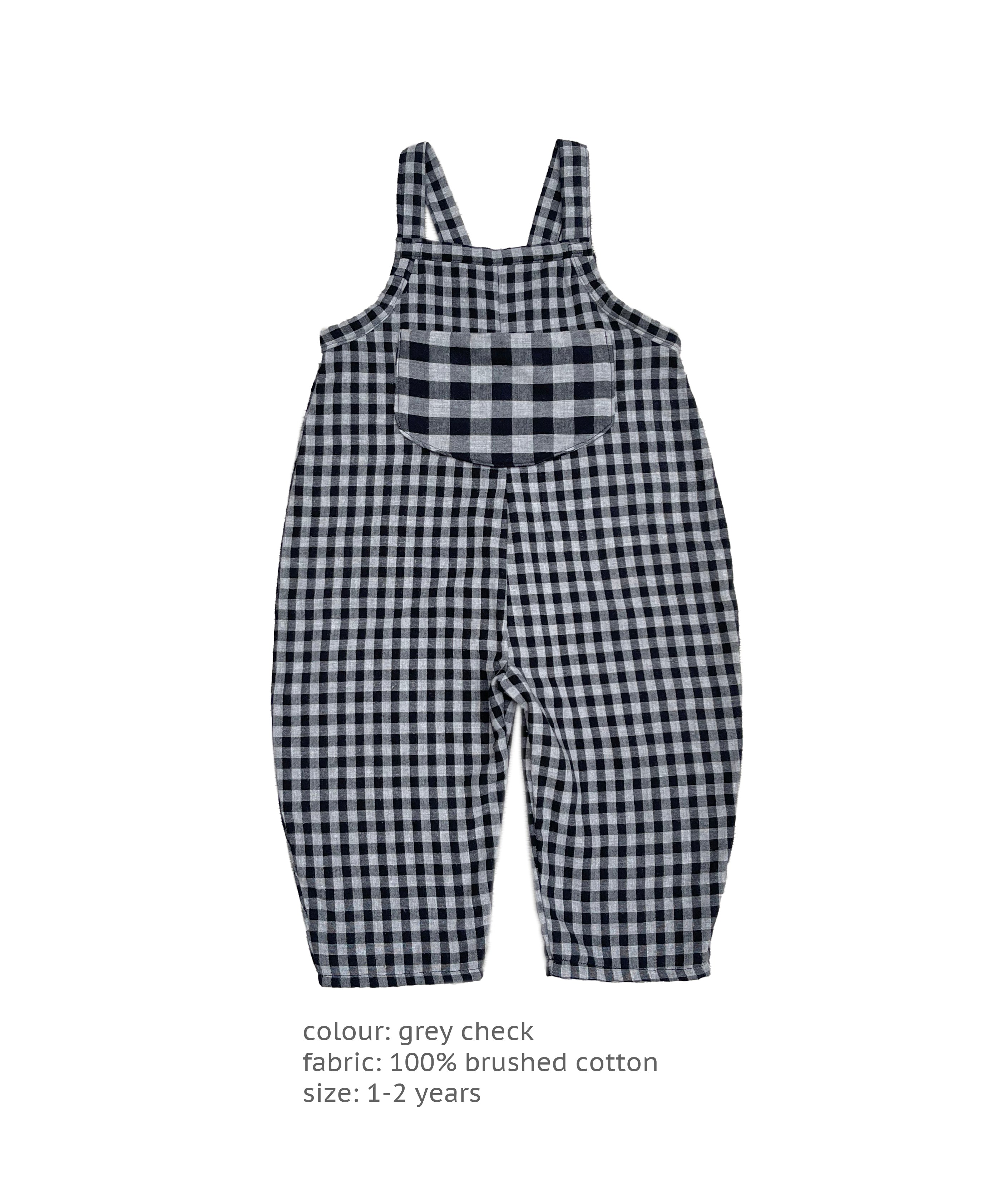 The Rockpool Dungarees - Grey Check 1-2 yrs