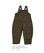 The Rockpool Dungarees - Army Green Grid 2-3 yrs