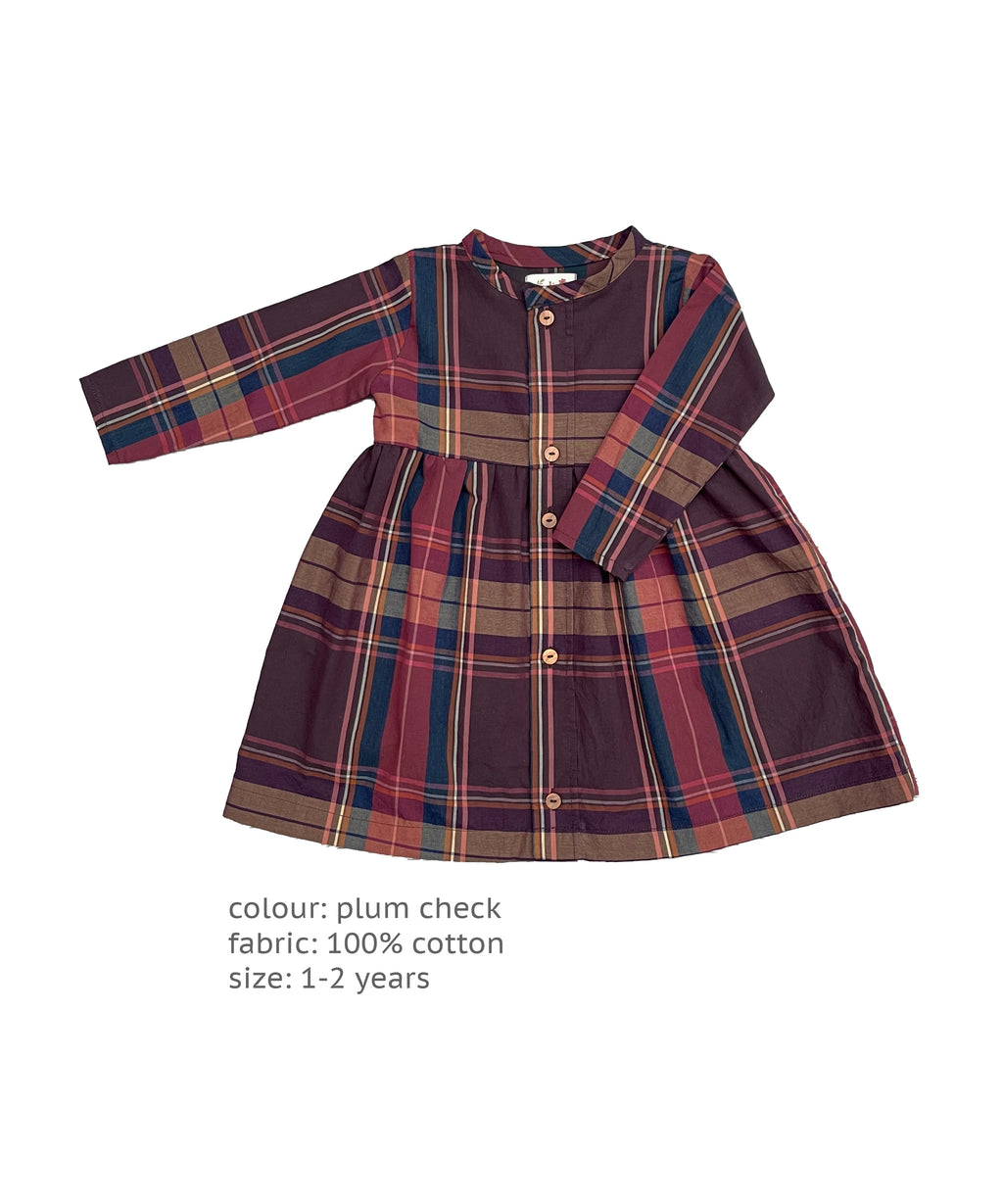 Rowan Dress - Plum Check 1-2 yrs