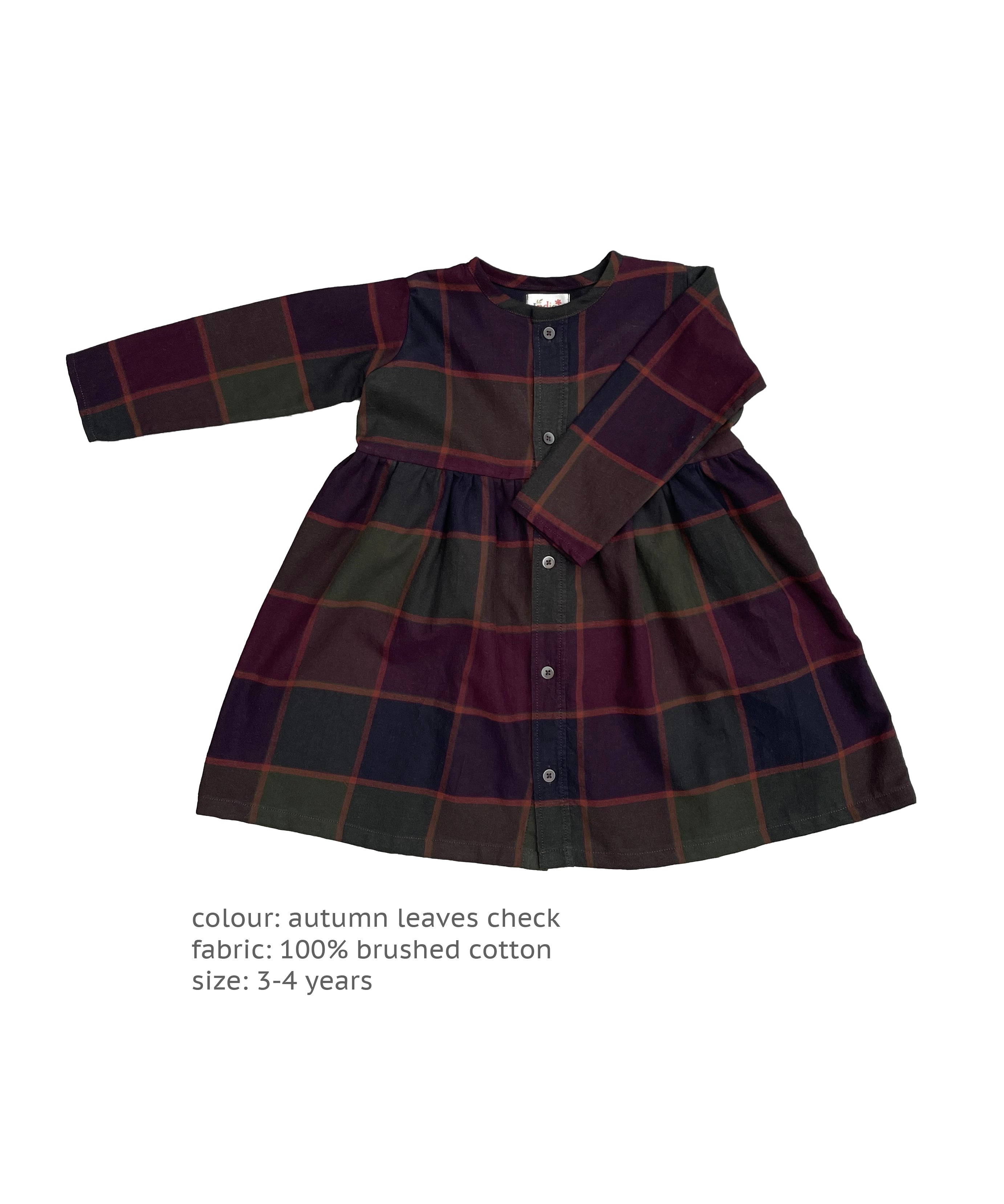 Rowan Dress - Autumn Leaves Check 3-4 yrs