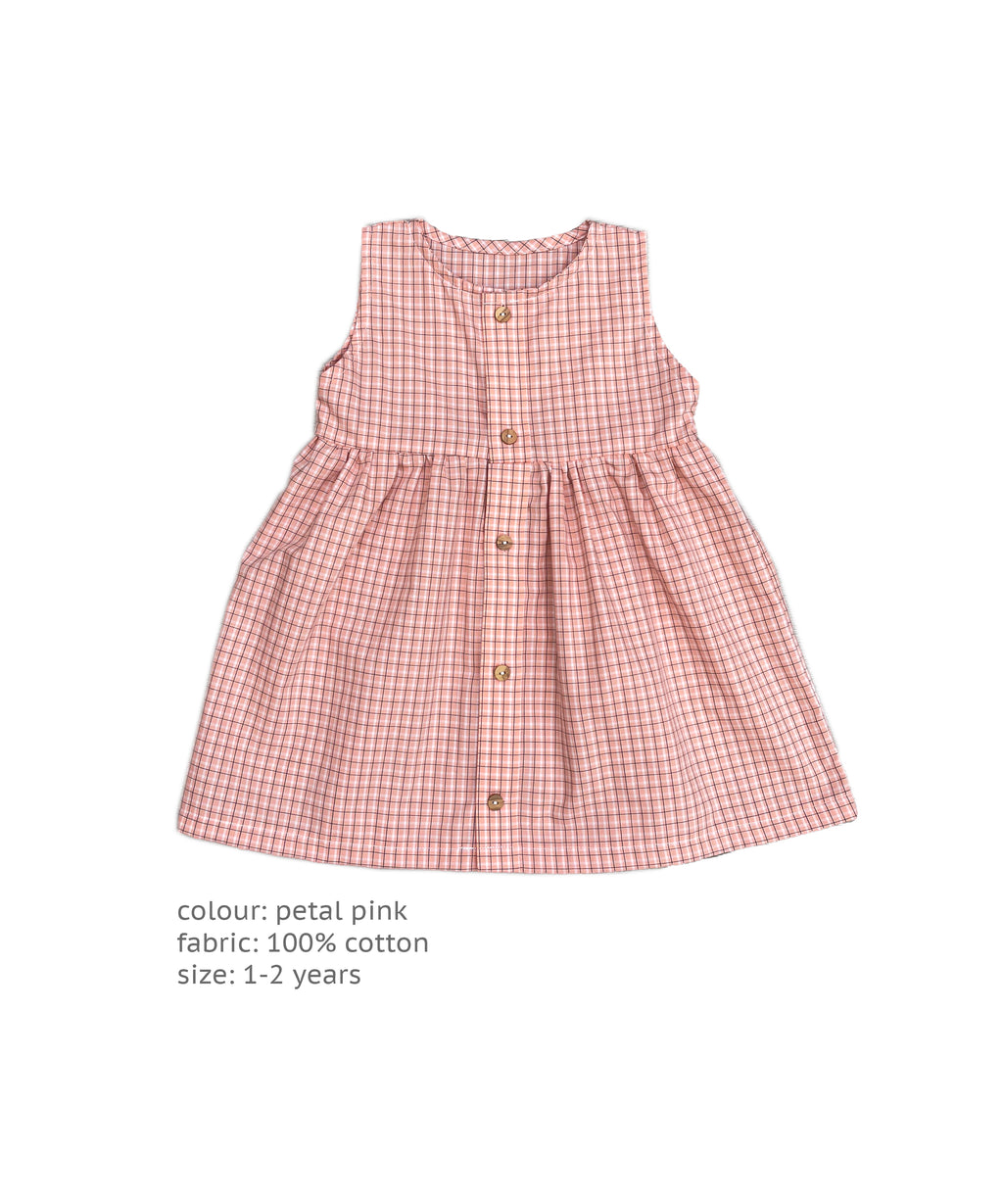 The Daisy Dress - Petal Pink Check 1-2 yrs