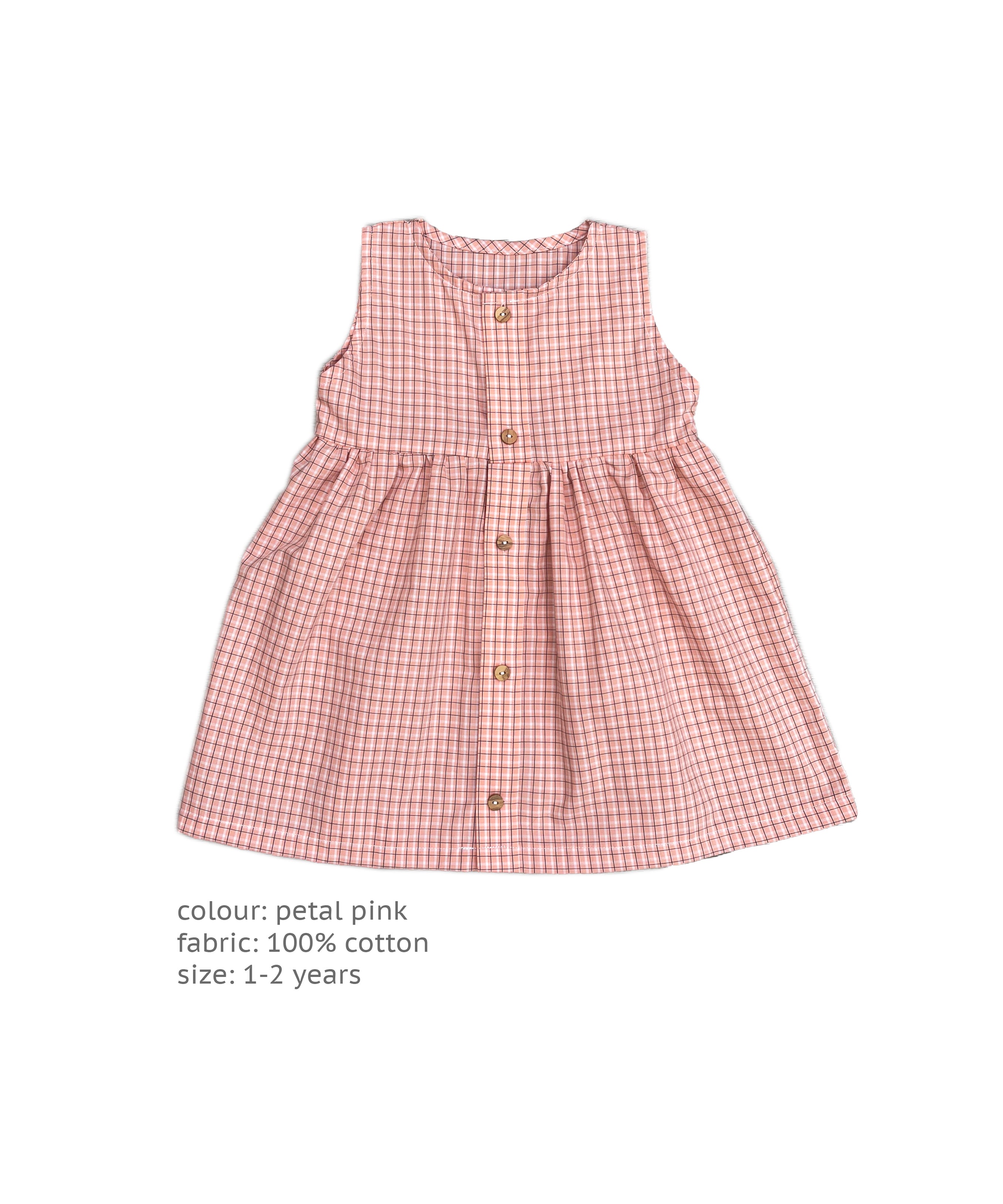 The Daisy Dress - Petal Pink Check 1-2 yrs