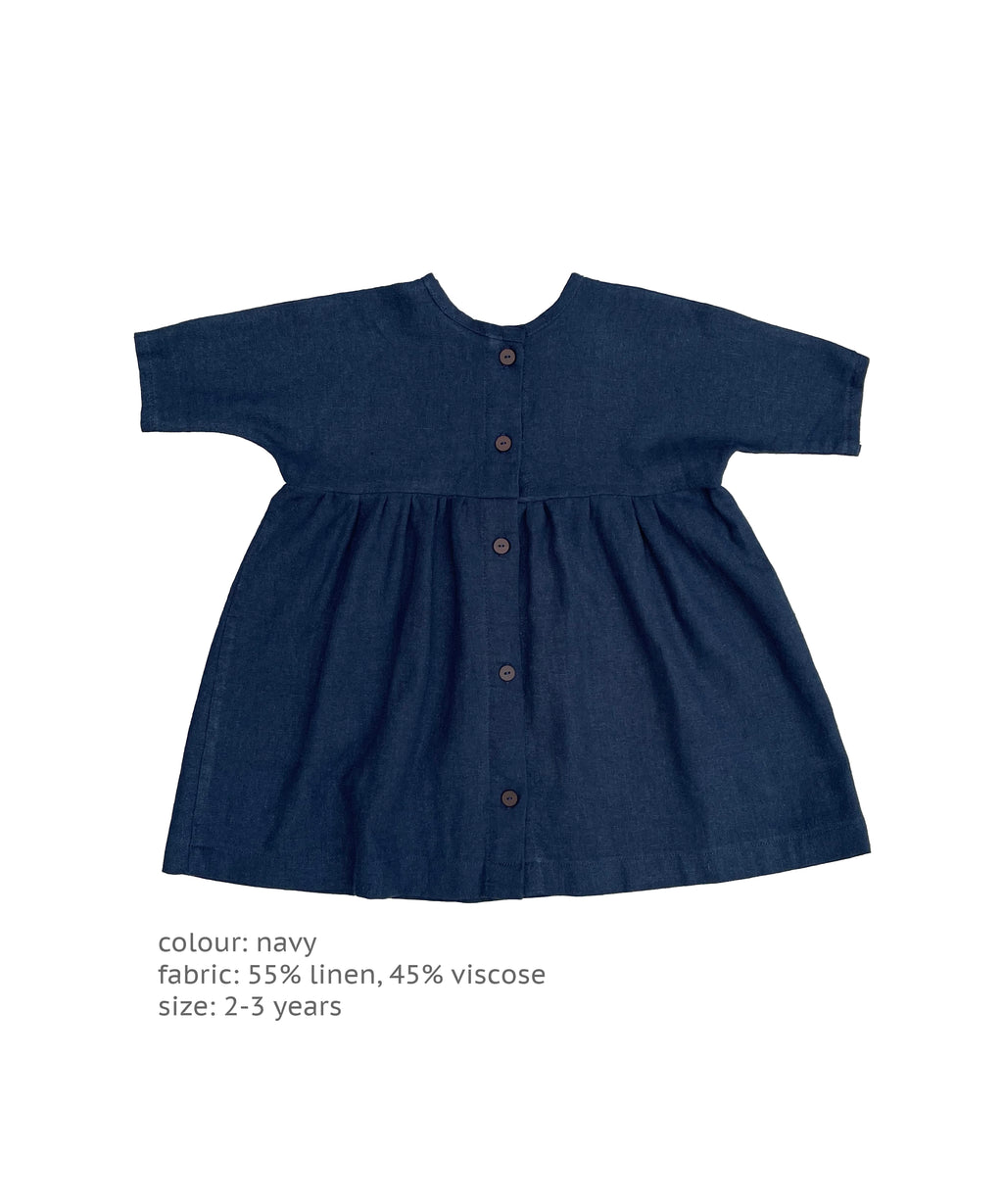 The Salt Marsh Dress - Navy Linen 2-3 yrs