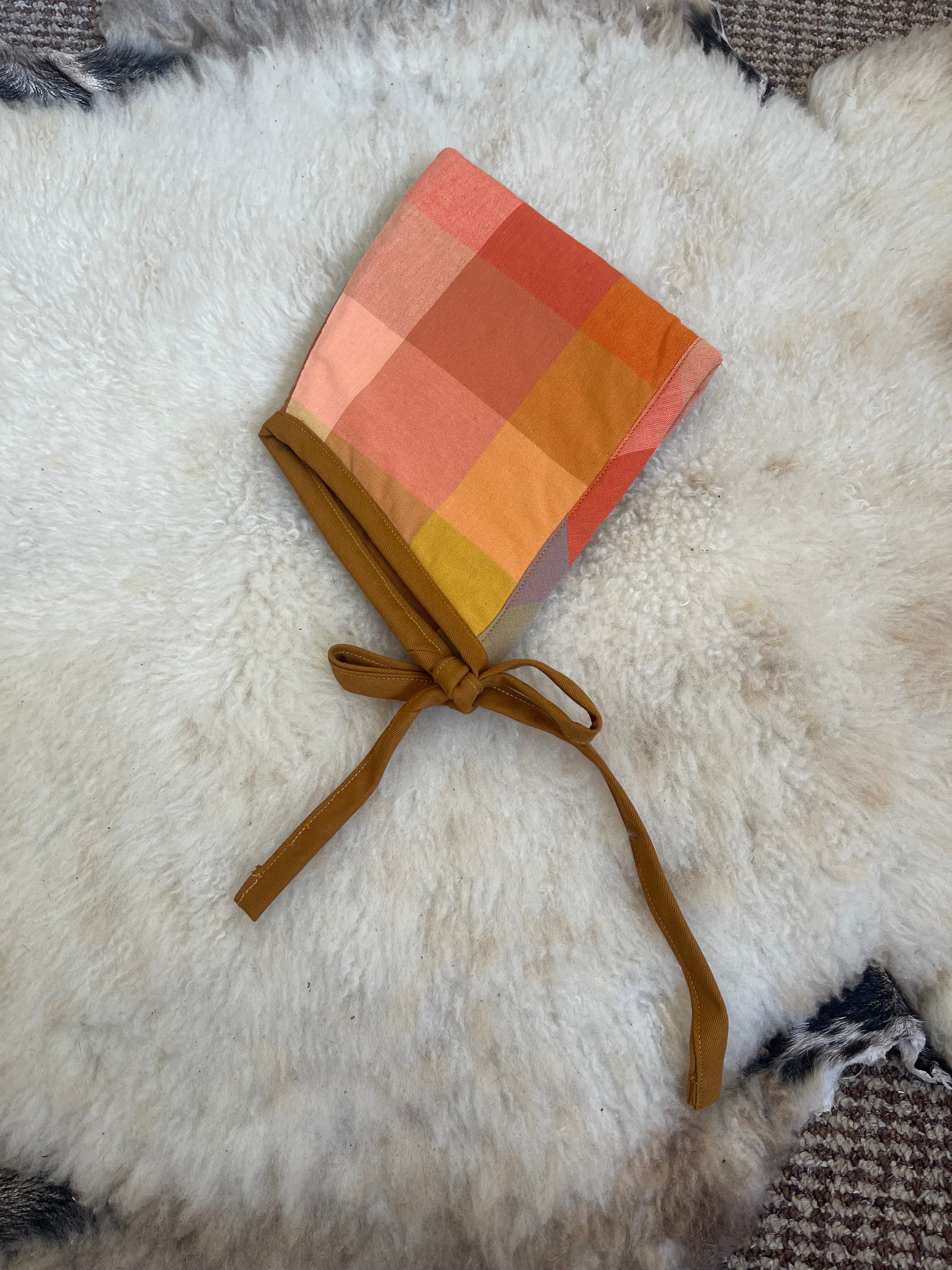 The Pixie Bonnet - Rainbow Check Newborn-12 months