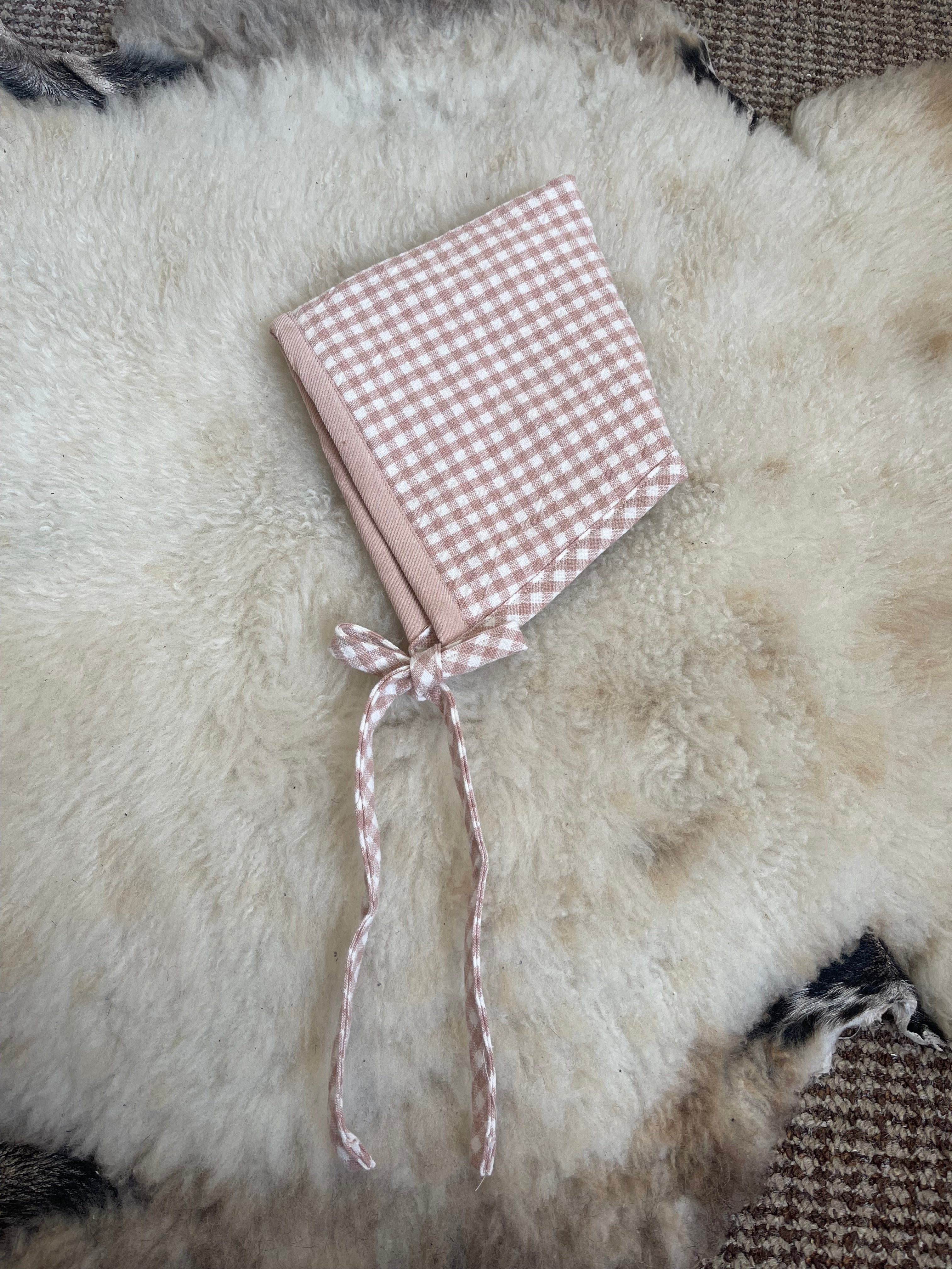 The Pixie Bonnet - Pink Marzipan Gingham Newborn - 12 months