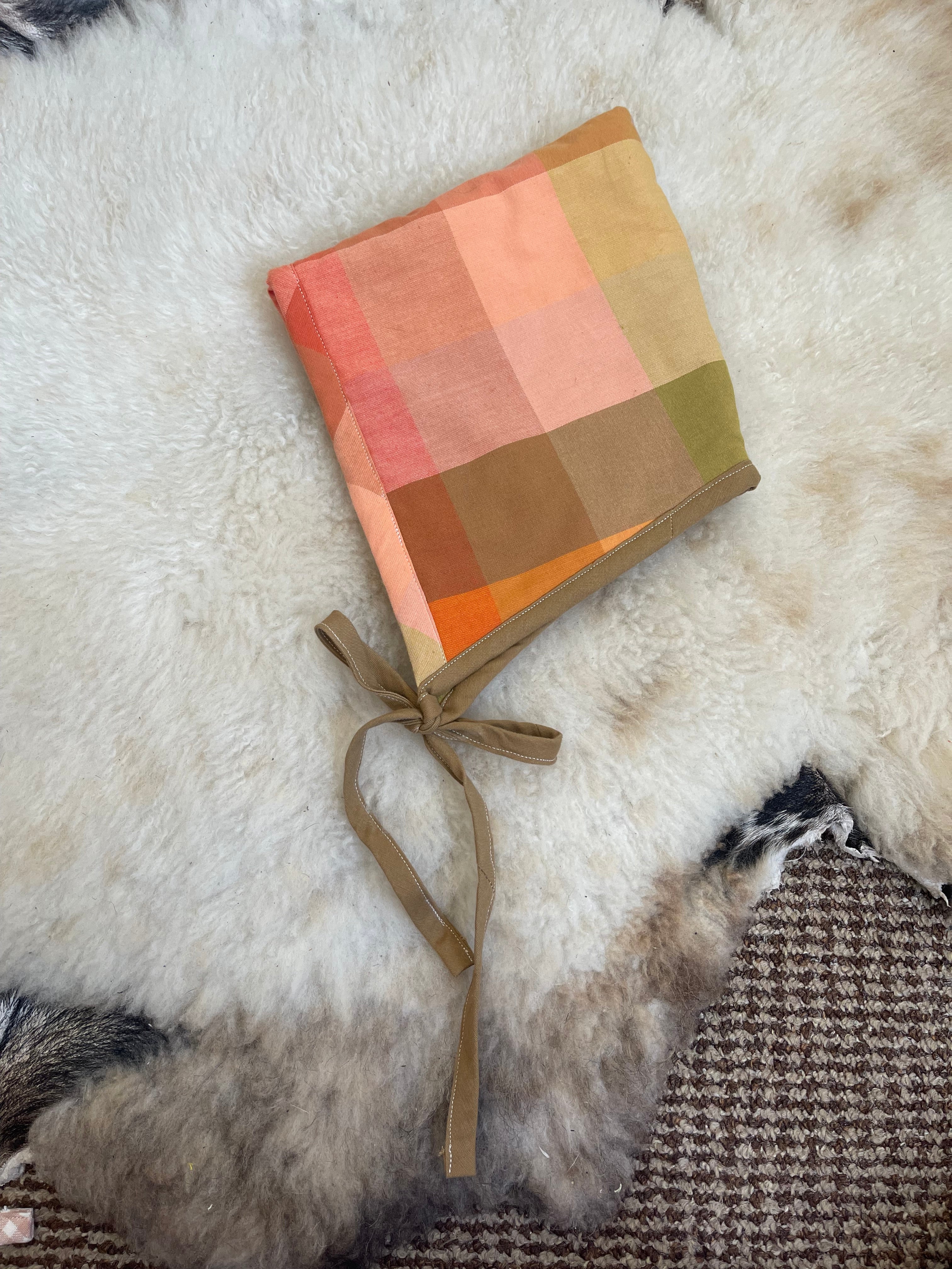 The Pixie Bonnet - Rainbow Check 2-5 yrs