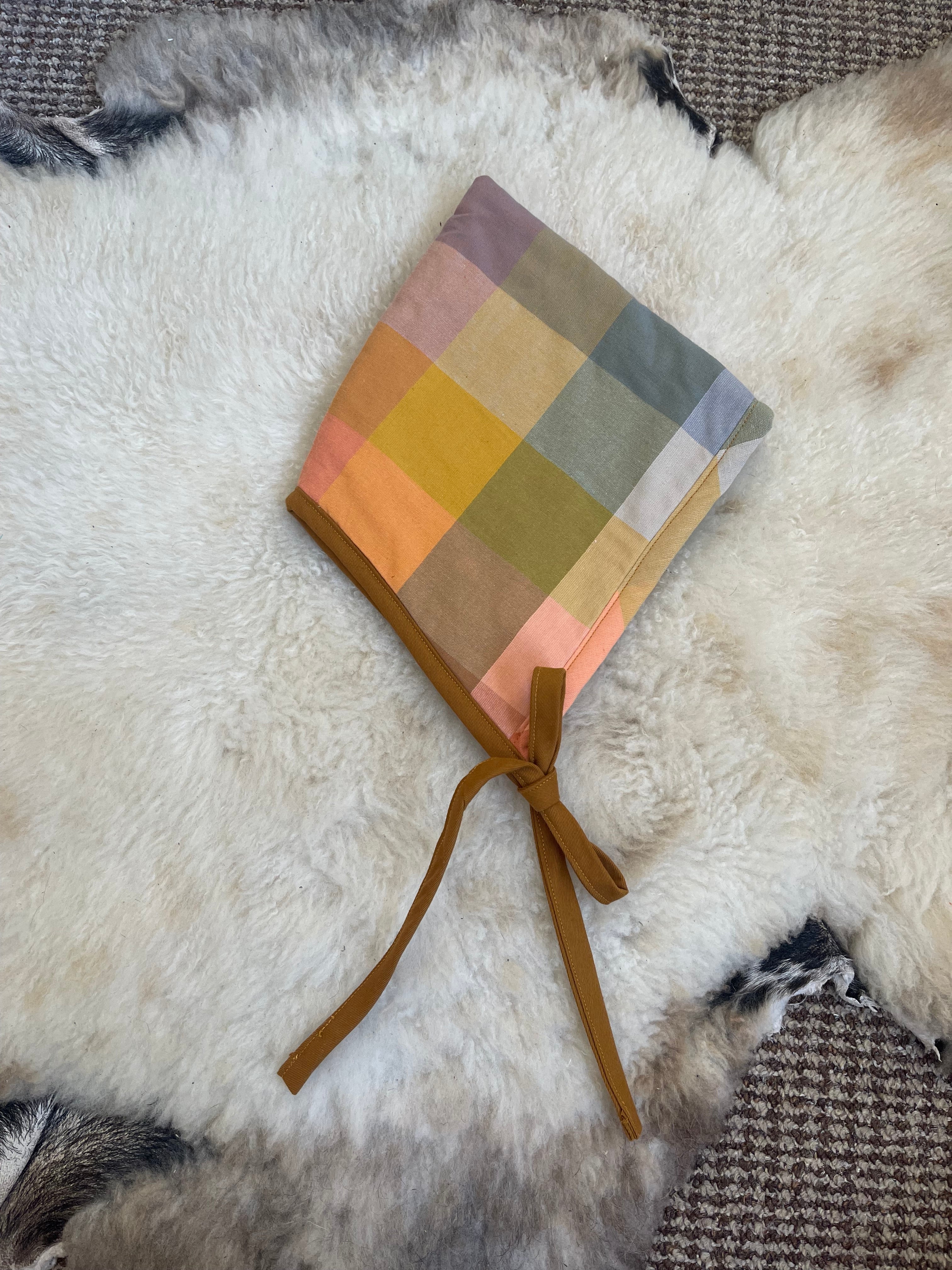 The Pixie Bonnet - Rainbow Check 2-5 yrs