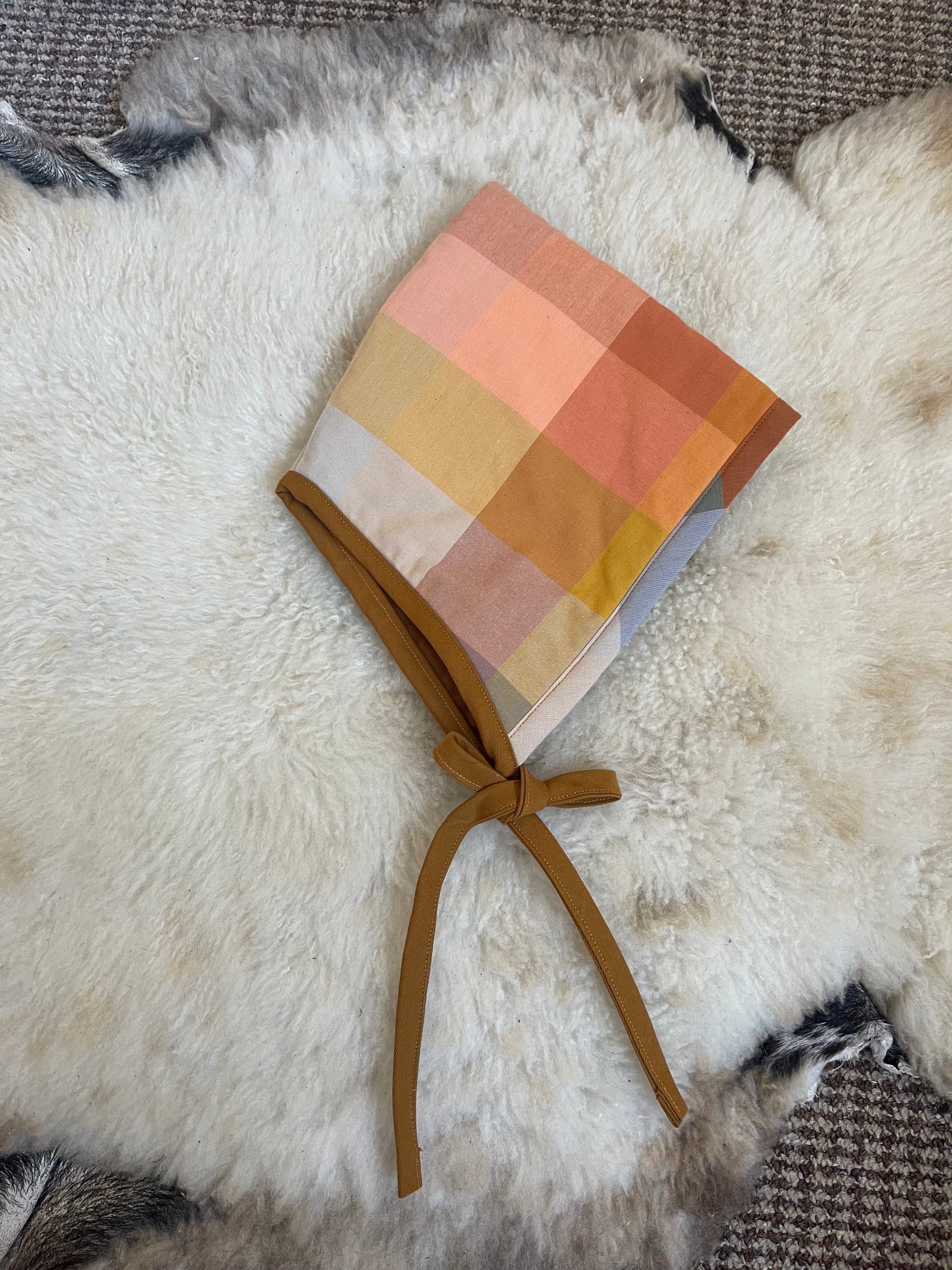 The Pixie Bonnet - Rainbow Check 2-5 yrs