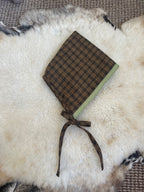 The Pixie Bonnet - Brown Check and Sage 2-5 yrs