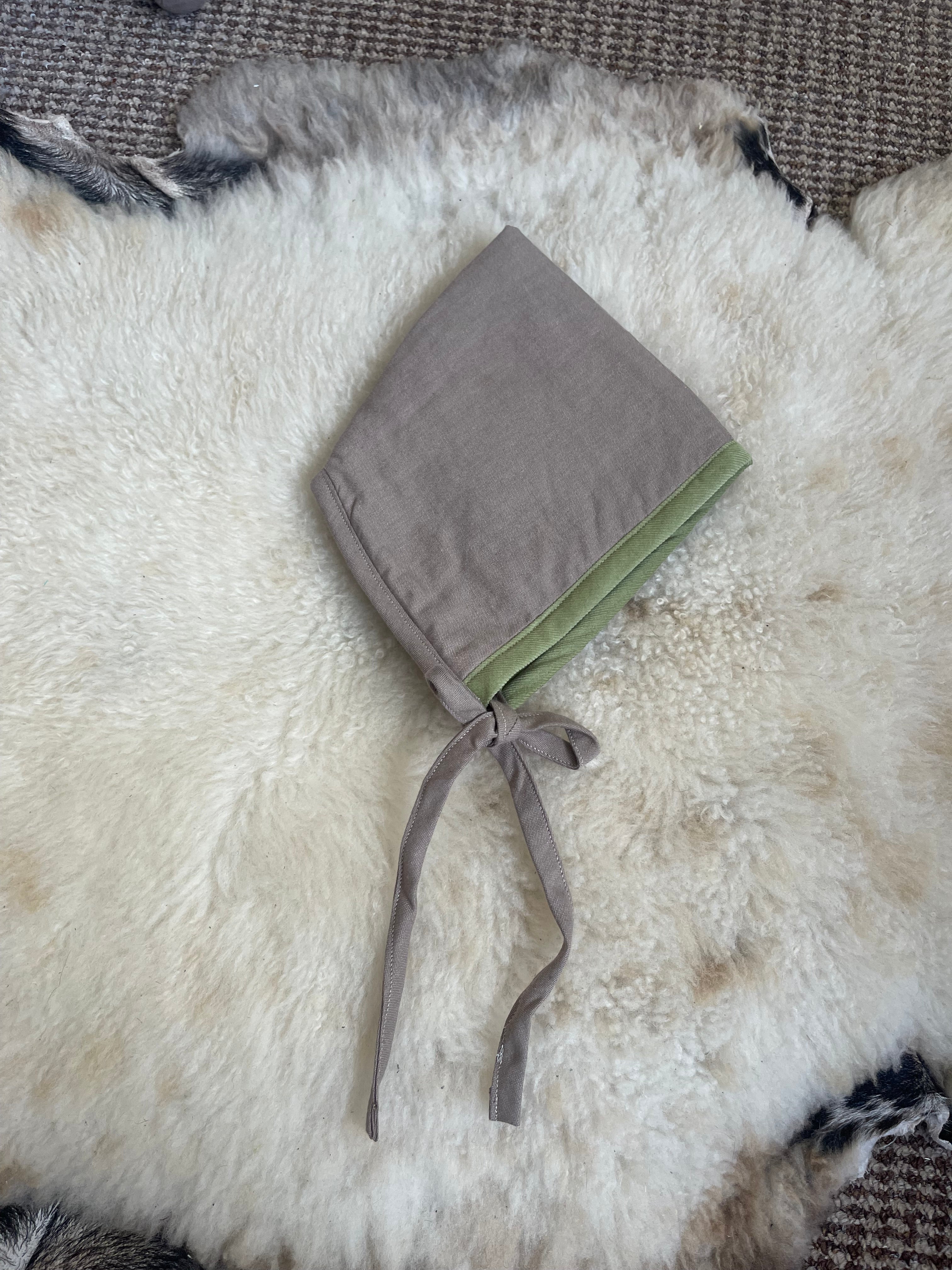 The Pixie Bonnet - Grey and Sage Newborn - 12 months