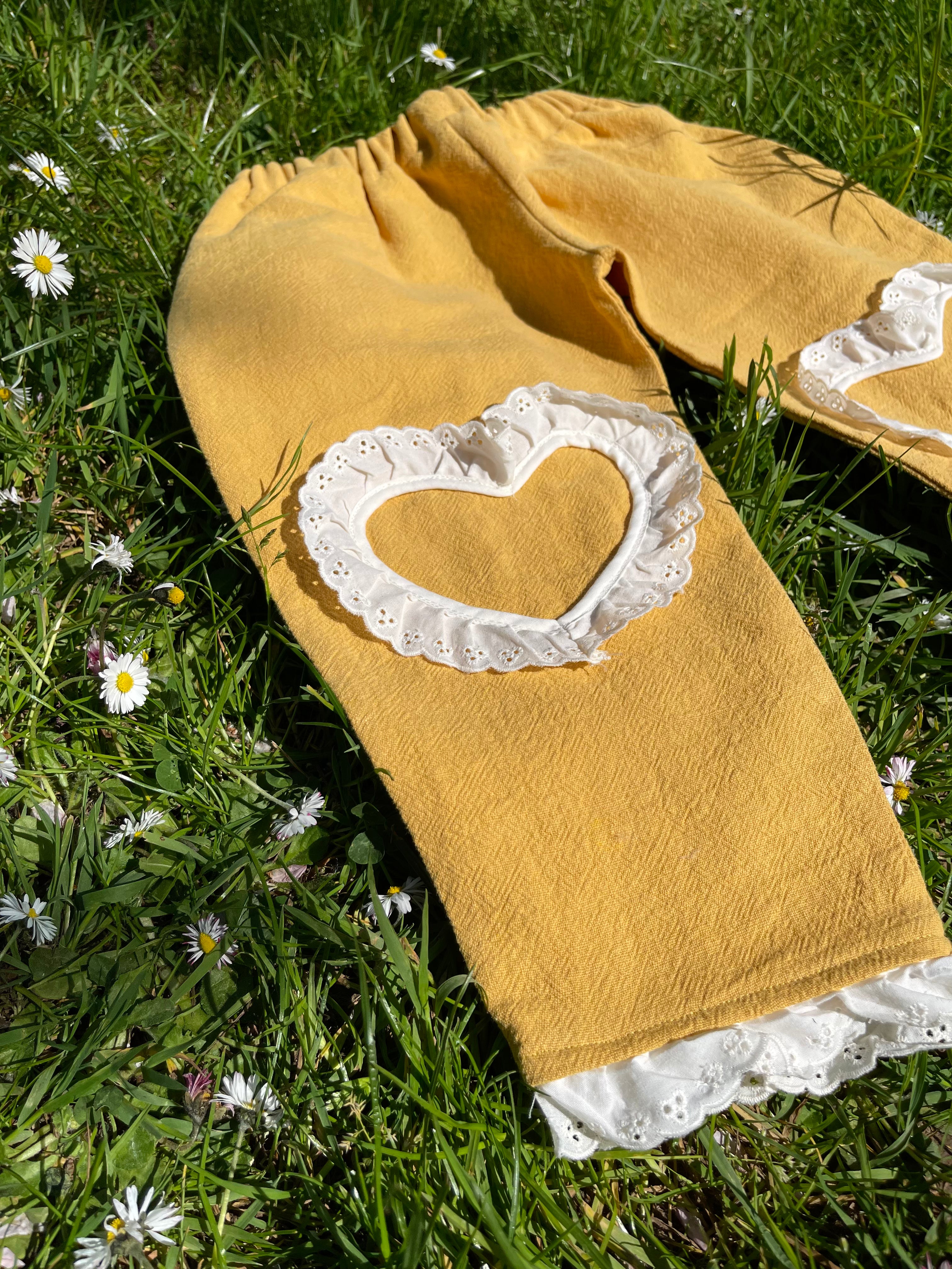 The Garden Trouser - Mango Sorbet Hearts 3-4 years