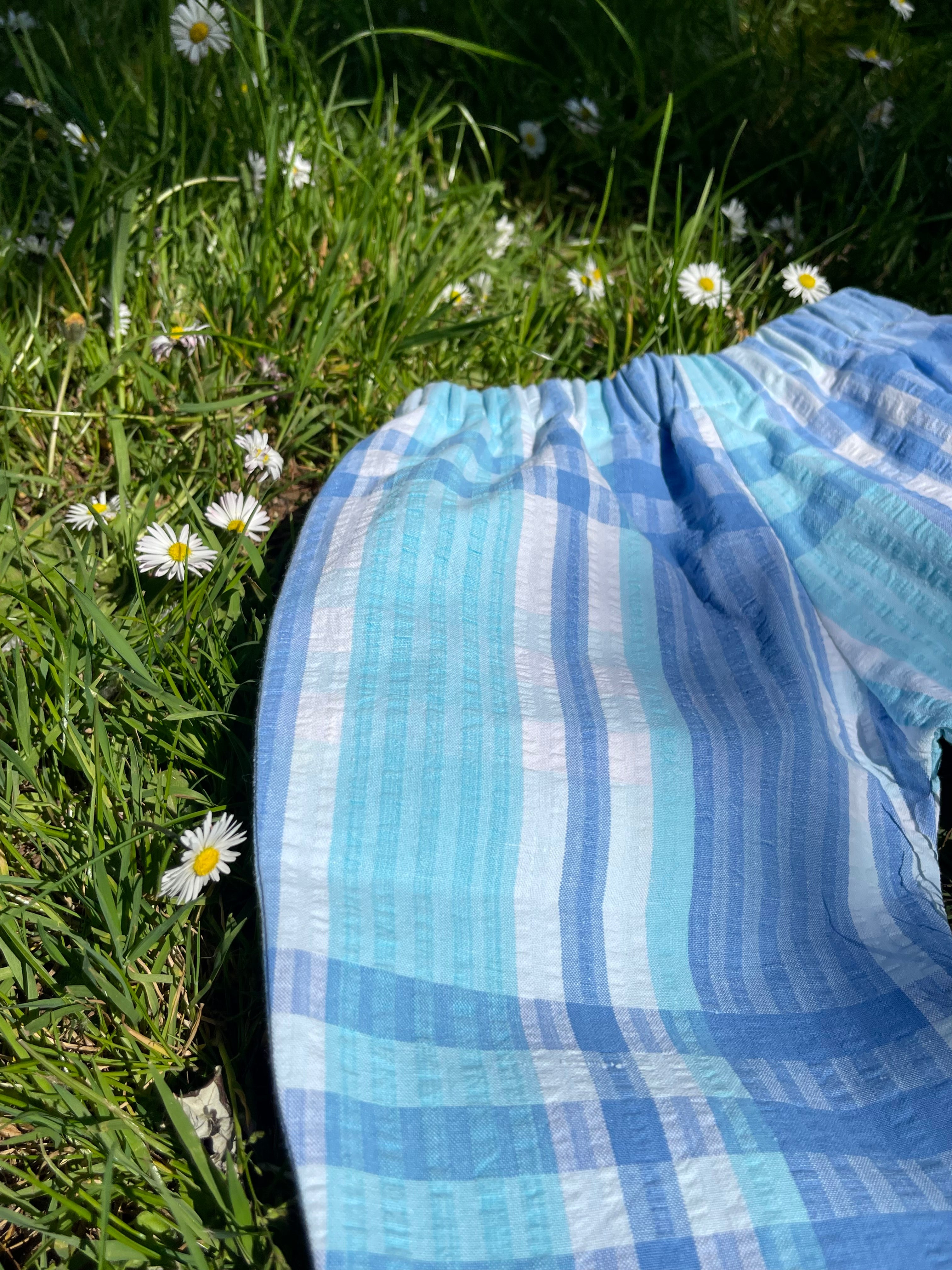 The Garden Trouser - Bubblegum Ice Cream Check  6-12 months