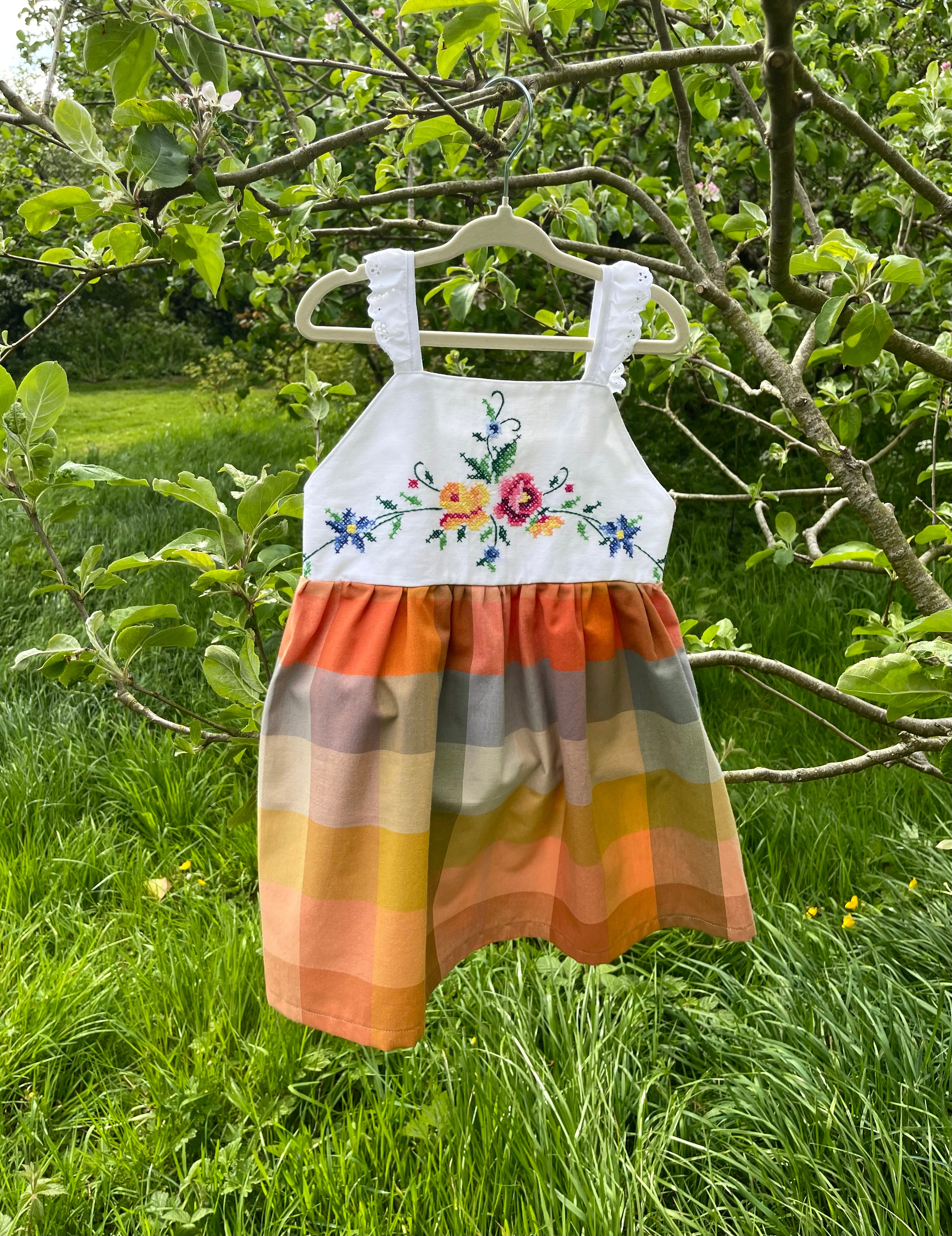 The Meadow Dress - Rainbow Cross-stitch 3-4 years