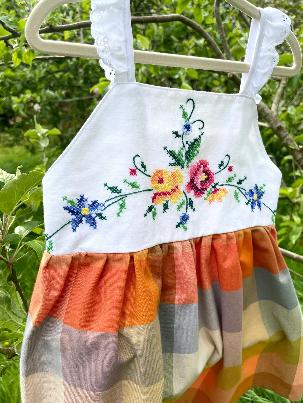 The Meadow Dress - Rainbow Cross-stitch 3-4 years