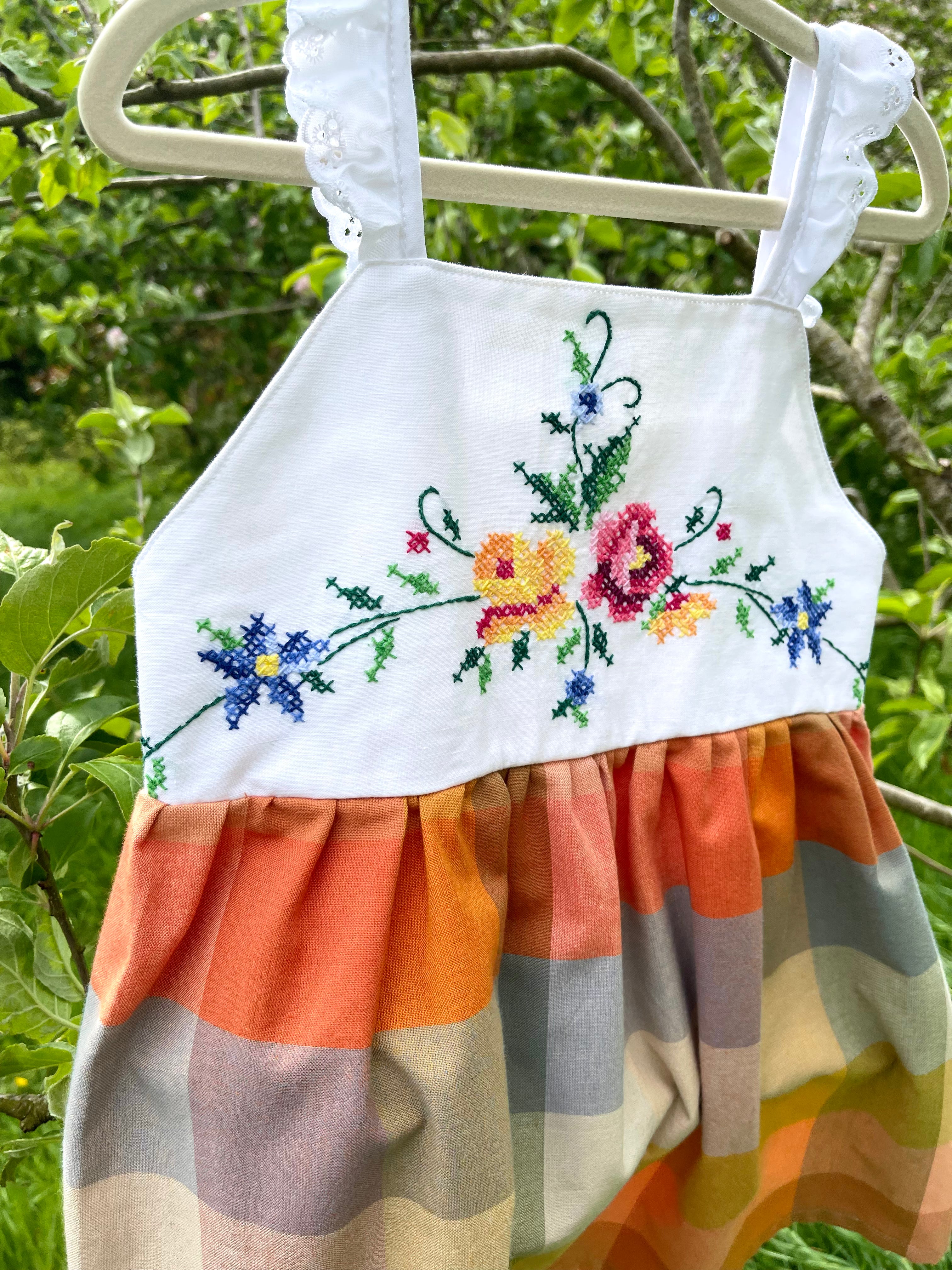 The Meadow Dress - Rainbow Cross-stitch 3-4 years