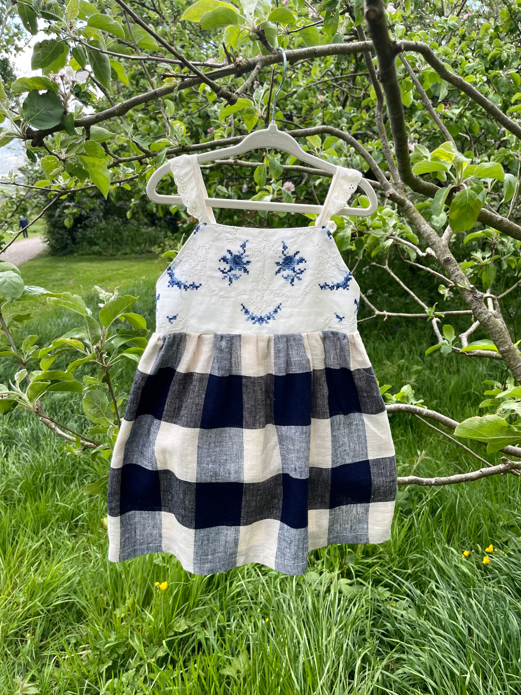The Meadow Dress - Blue Cross-stitch 2-3 yrs