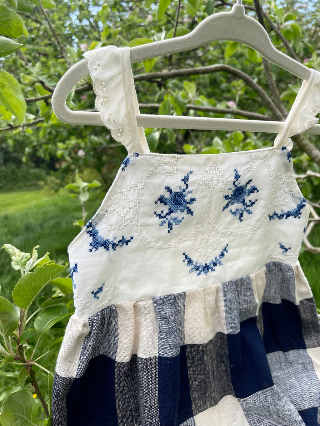 The Meadow Dress - Blue Cross-stitch 2-3 yrs