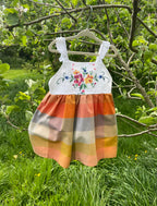 The Meadow Dress - Rainbow Cross-stitch 2-3 yrs