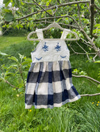 The Meadow Dress - Blue Cross-stitch 6-12 months