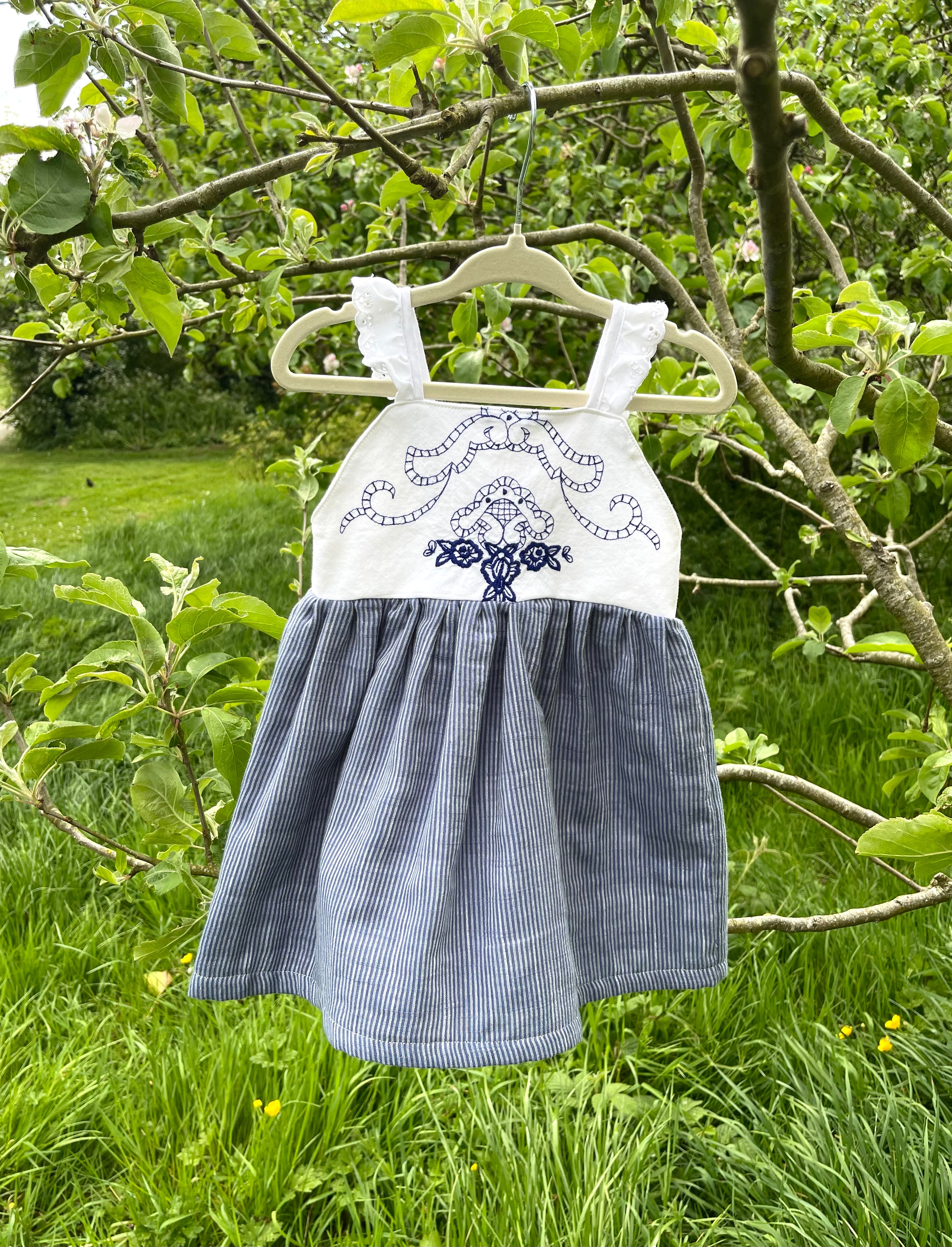 The Meadow Dress - Blue Porcelain 6-12 months